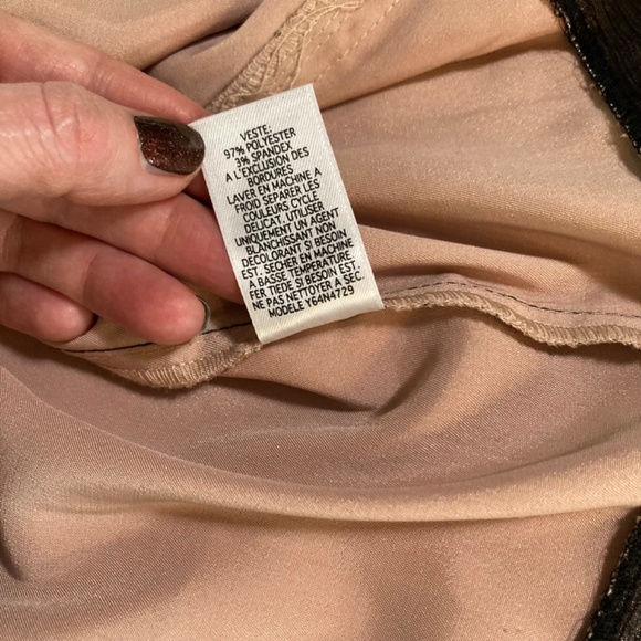 Guess Champagne Satin Black Mesh Lace Slip Dress Bombshell Whimsigoth Sz 3 - Picture 8 of 10